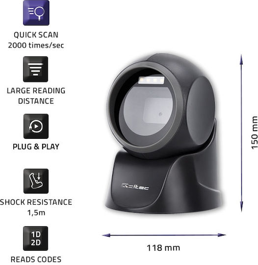 Qoltec Ring Scanner Ασύρματο με Δυνατότητα Ανάγνωσης 2D και QR Barcodes