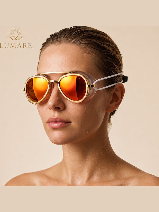 Lumare Premium Γυαλιά Κολύμβησης Ενηλίκων με Αντιθαμβωτικούς Φακούς Χρυσά