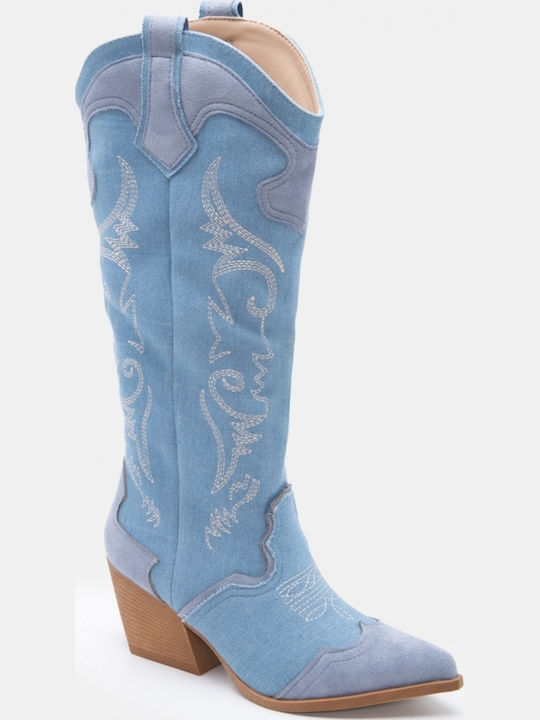 Women's Boots Cowboy with Medium Heel Blue