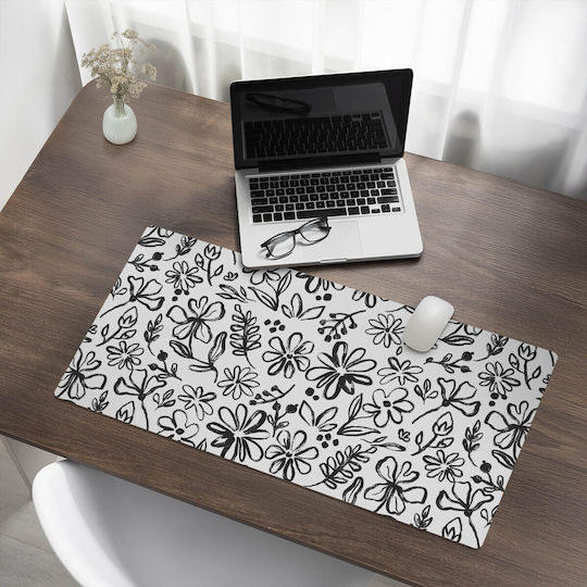 Keyboard Office Accessories Flower Sketch 90x45 cm