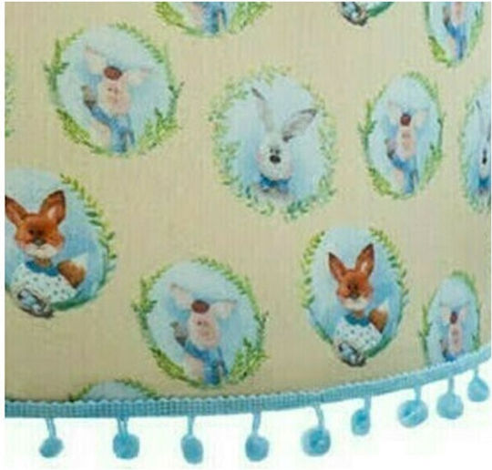 Animal In Frames Single-Light Kids Ceiling Hanging Light with E27 Socket Light Blue Pom Pom 35x20cm