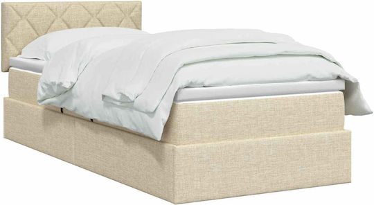 Wandbett Einzel mit Stoff Beige mit Lattenrost & Matratze 100x200cm