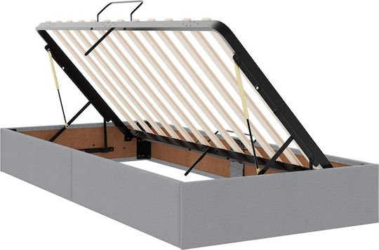 Wall Bed King Size Upholstered with Velvet Light Grey with Slats and Mattress 200x200cm