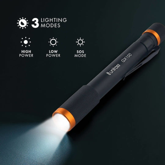 Uniross LED Flashlight IPX4 with Maximum Brightness 280lm