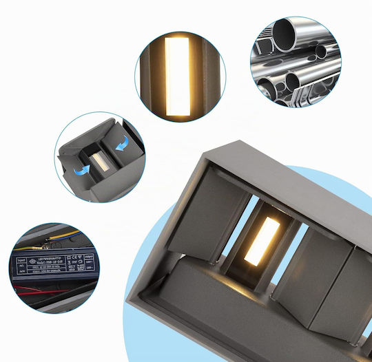 Iluminat Exterior Montat Pe Perete Led Ip65 24w Cu Lumină Alb Cald