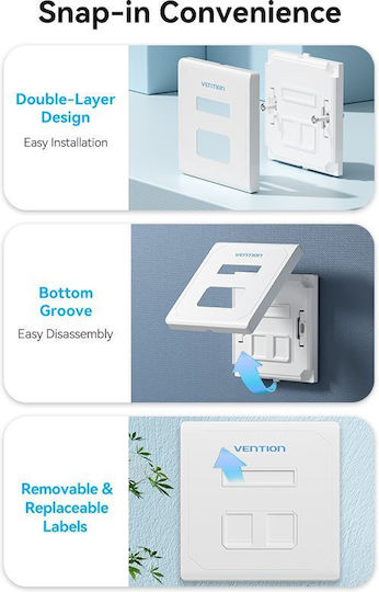 Vention Network Keystone Wall Plate 2-port White
