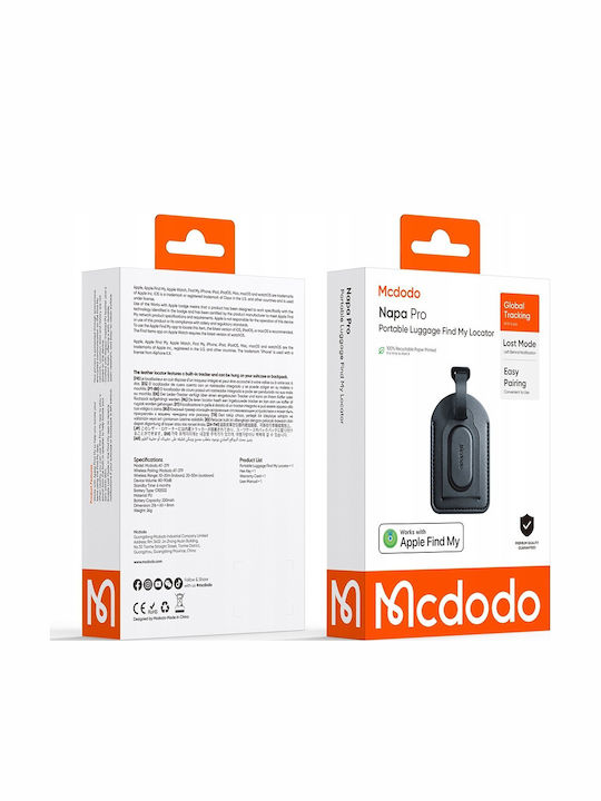 Mcdodo Gps Tracker Luggage Bags Backpacks Apple Find My Black