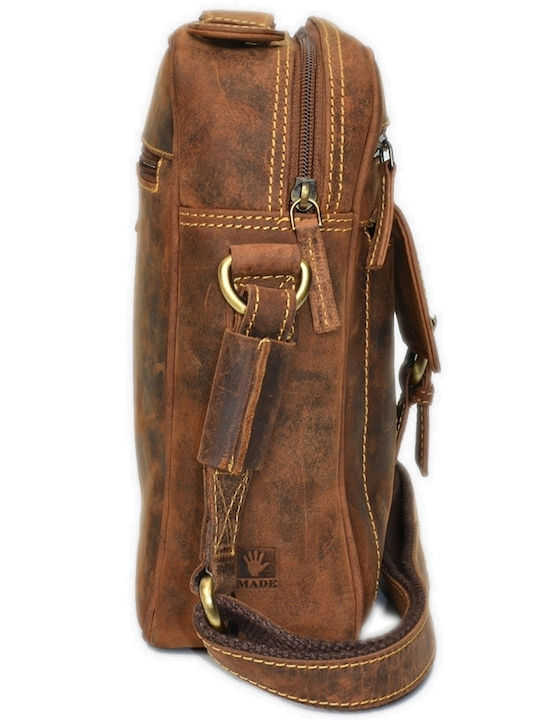 Geantă bărbătească din piele de umăr / tip crossbody maro
