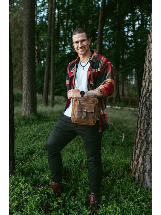 Geantă bărbătească din piele de umăr / tip crossbody maro