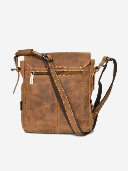 Geantă bărbătească de umăr / tip crossbody din piele maro