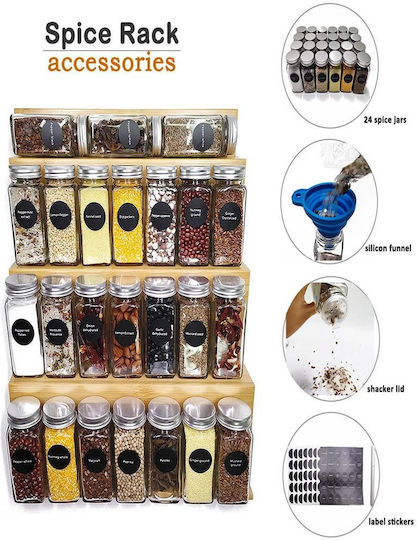 Glass Transparent Spice Jars 24 Pieces