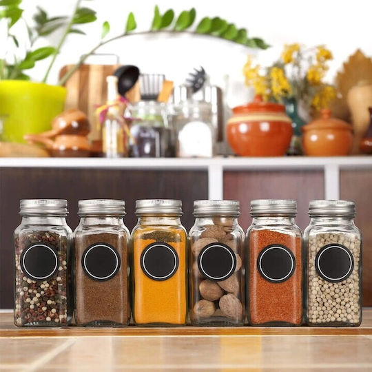 Glass Transparent Spice Jars 24 Pieces