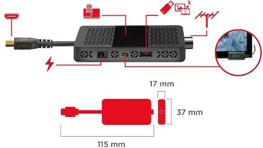 Gbc Jollyline Jl43703 Full Hd Dvbt-2 Stick Receiver Hdmi