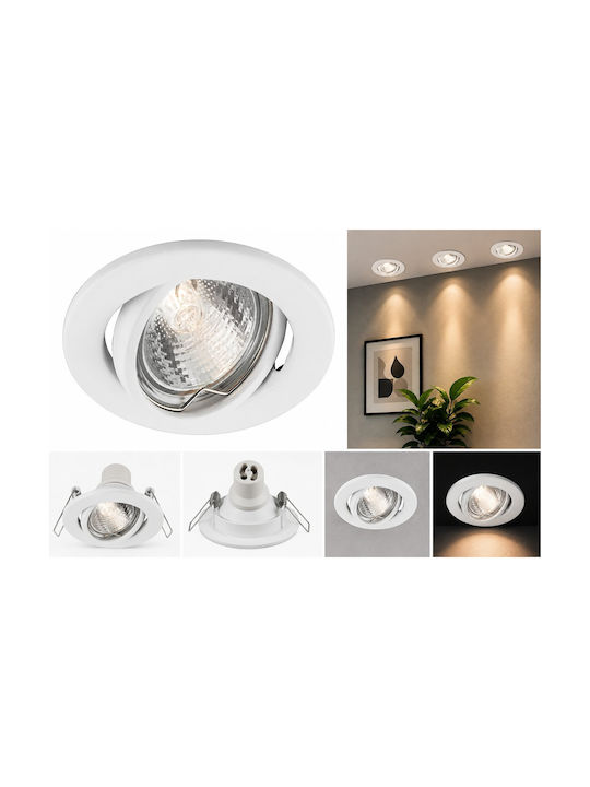 Cadru Metalic Rotund pentru Spot GU10 Alb 2.8x2.8cm