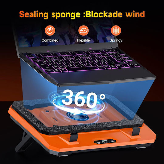 IETS Pad De Răcire Pentru Laptop Până La 17" Cu 1 Ventilator Și Iluminare Portocalie B0FMD784VH