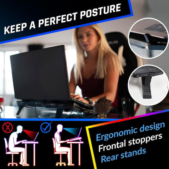 Klim Stand de Suport pentru Laptop până la 17.3" cu 4 Ventilatoare și Iluminare B09XVLPGZJ