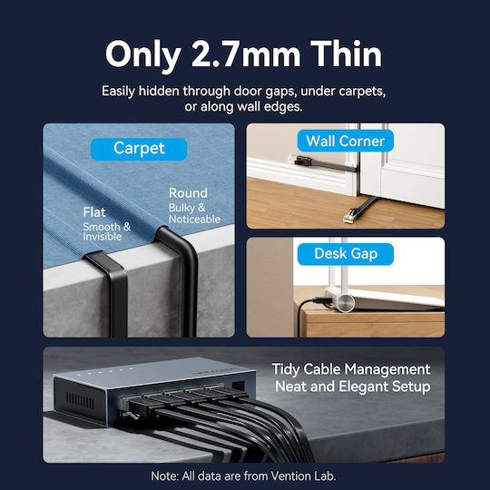 Vention Network Cable Cat7 Flat 5.0m Black Icgbj