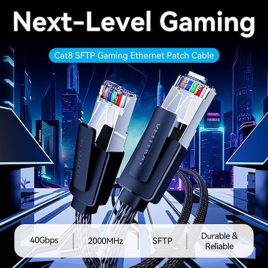 Vention Network Cable Cat8 Sftp Braided 20.0m Black-nickel Ikobq