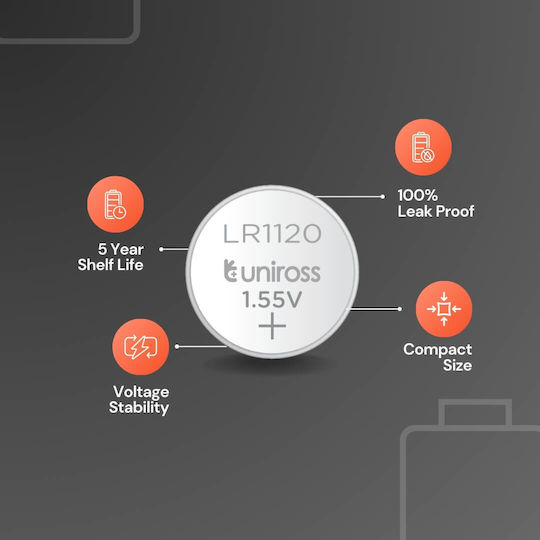 Uniross Baterii Alkaline-Coin Lr1120 Ag8 Lr55 10 Bucăți