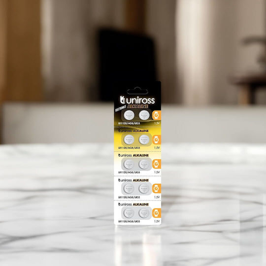 Uniross Baterii Alkaline-Coin Lr1120 Ag8 Lr55 10 Bucăți