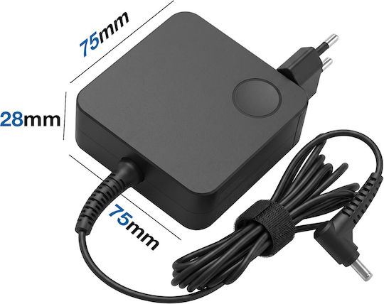 Avizar 65w Mains Charger Lenovo Laptop Angled Connector 1.8m Black
