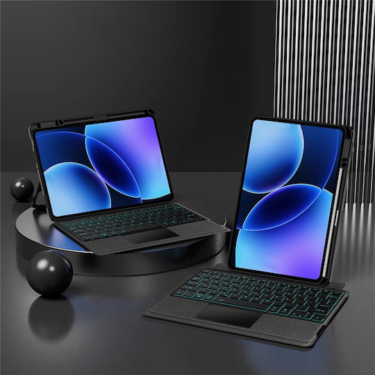 Leather Tablet Case Bluetooth Keyboard Touchpad Backlight Xiaomi Pad 8 Black
