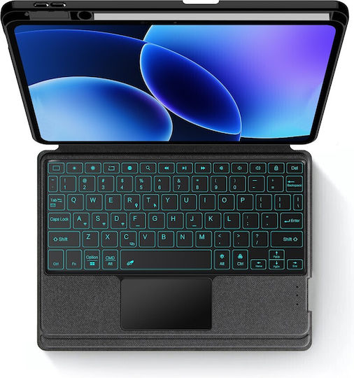 Leather Tablet Case Bluetooth Keyboard Touchpad Backlight Xiaomi Pad 8 Black
