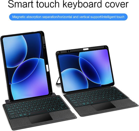 Leather Tablet Case Bluetooth Keyboard Touchpad Backlight Xiaomi Pad 8 Black