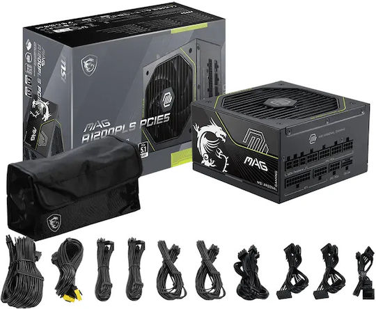 MAG A1200PLS PCIE5 1200W Black Computer Power Supply Full Modular 80 Plus Platinum