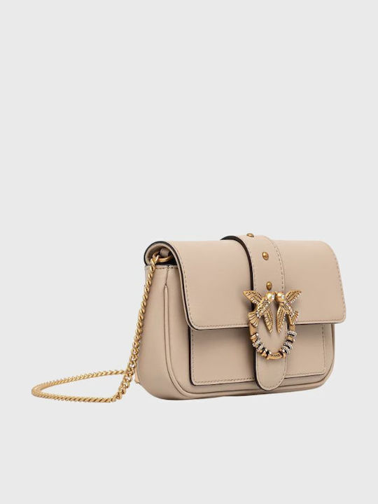 Love Pocket Leather Women's Flap Bag Beige