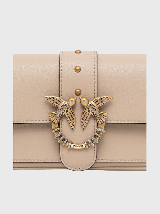 Love Pocket Leather Women's Flap Bag Beige
