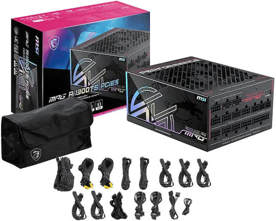 MSI MPG Ai1300TS PCIE5 1300W Μαύρο Τροφοδοτικό Υπολογιστή Full Modular 80 Plus Titanium