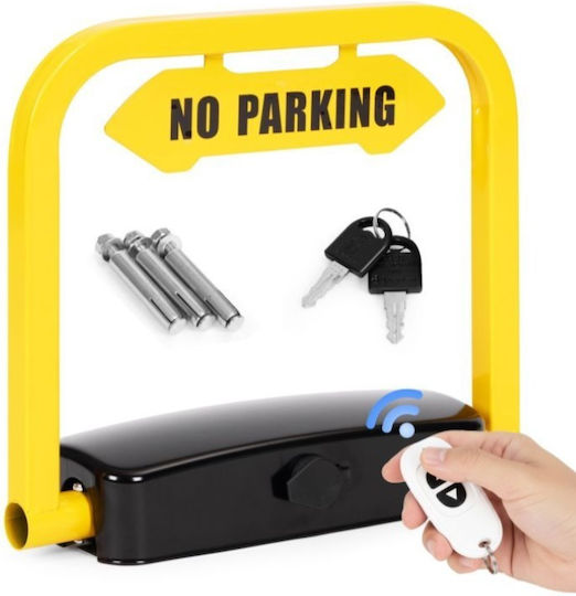 Folding Parking Lock Remote Control Anti-theft System Ground Mount Automatic Retraction Integrated Alarm Remote Control Up To 20 M Water Weather Resistant Includes Fixing Elements Dimensions 39 X 12 X 35 Cm Yellow Black