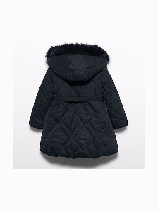 Kids Coat Short with Hood Black