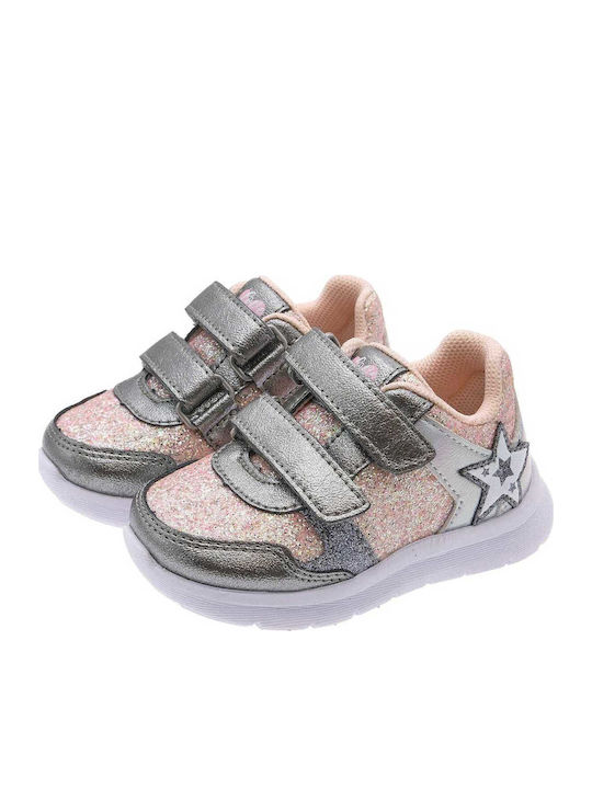 Kids Sneakers Anatomic With Hoop & Loop Closure Silver