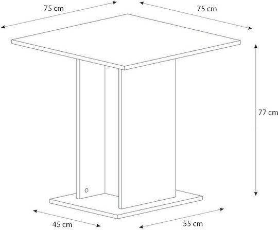 Allos Square Kitchen Table Wooden Grey Concrete 75x75x77cm