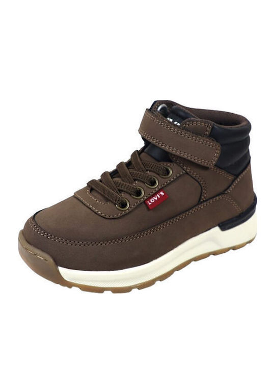 Kids Ankle Boots with Hoop & Loop Closure Brown