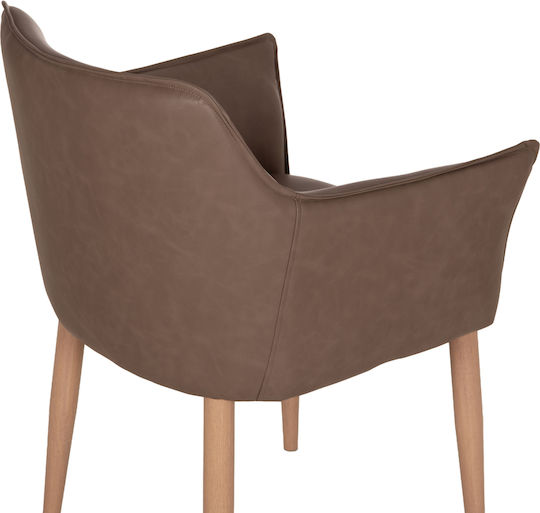 Mell Dining Armchairs with Faux Leather Upholstery Brown 2 pcs 56x54x76cm