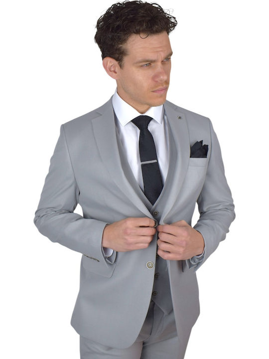 Men's Suit with Vest Grey Light
