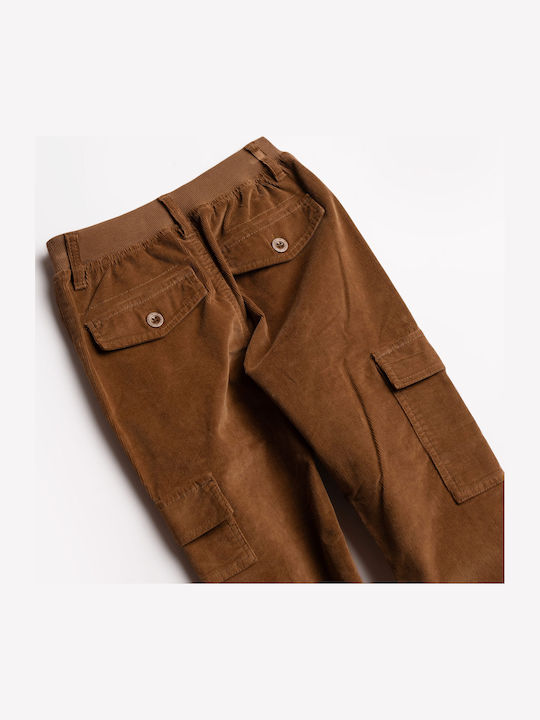 Pantalon Pentru Copii Cargo Din Catifea Raiata Maro