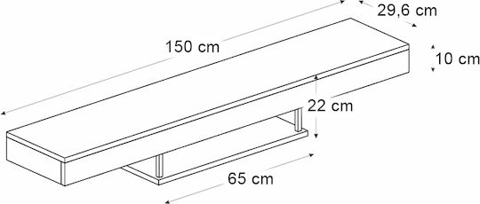 Albares TV Stand from Metal & Wood with LED Lighting Concrete Grey L150xW29.6xH22cm