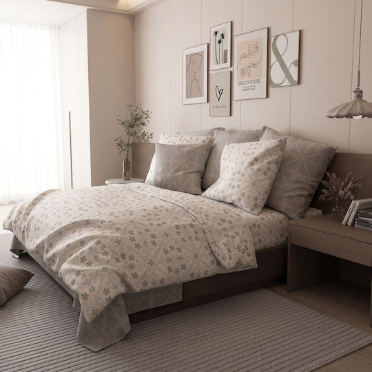 Charalambidis Textiles Oreon Bed Sheet Set Single 160x260cm Grey 3 Pieces