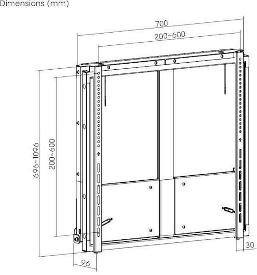 Brateck IFP Стенен монтаж Ръчно вертикално движение 60×60 65 кг HAW400E-65