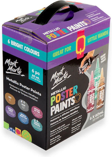 Mont Marte Metallische Temperafarben 6 Stücke x 60ml
