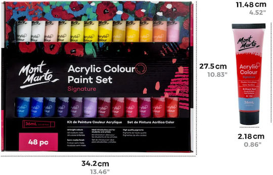 Mont Marte Studio Acrylfarben Malset 48 Stück 36ml