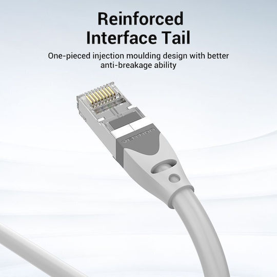 Vention S/FTP Cat.6a (Gigabit) Καλώδιο Δικτύου Ethernet 0.3m Γκρι