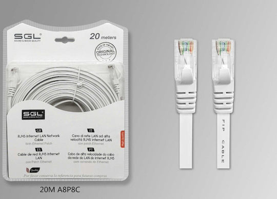 SGL U/UTP Мрежов Кабел Ethernet 20м Бял
