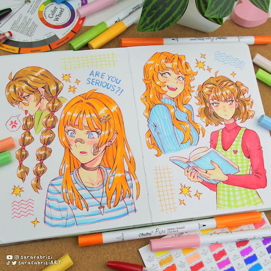 Ohuhu Culori Vibrante Markere de Desen 0.4mm Brush & Fineliner Set 120 Culori