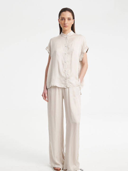 Collectiva Noir Women's Satin Pantaloons with Elastic Grey