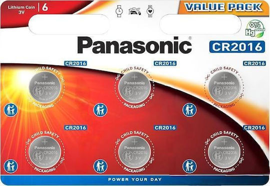 Panasonic Power Батерии Литий За часовници CR2016 3V 6бр